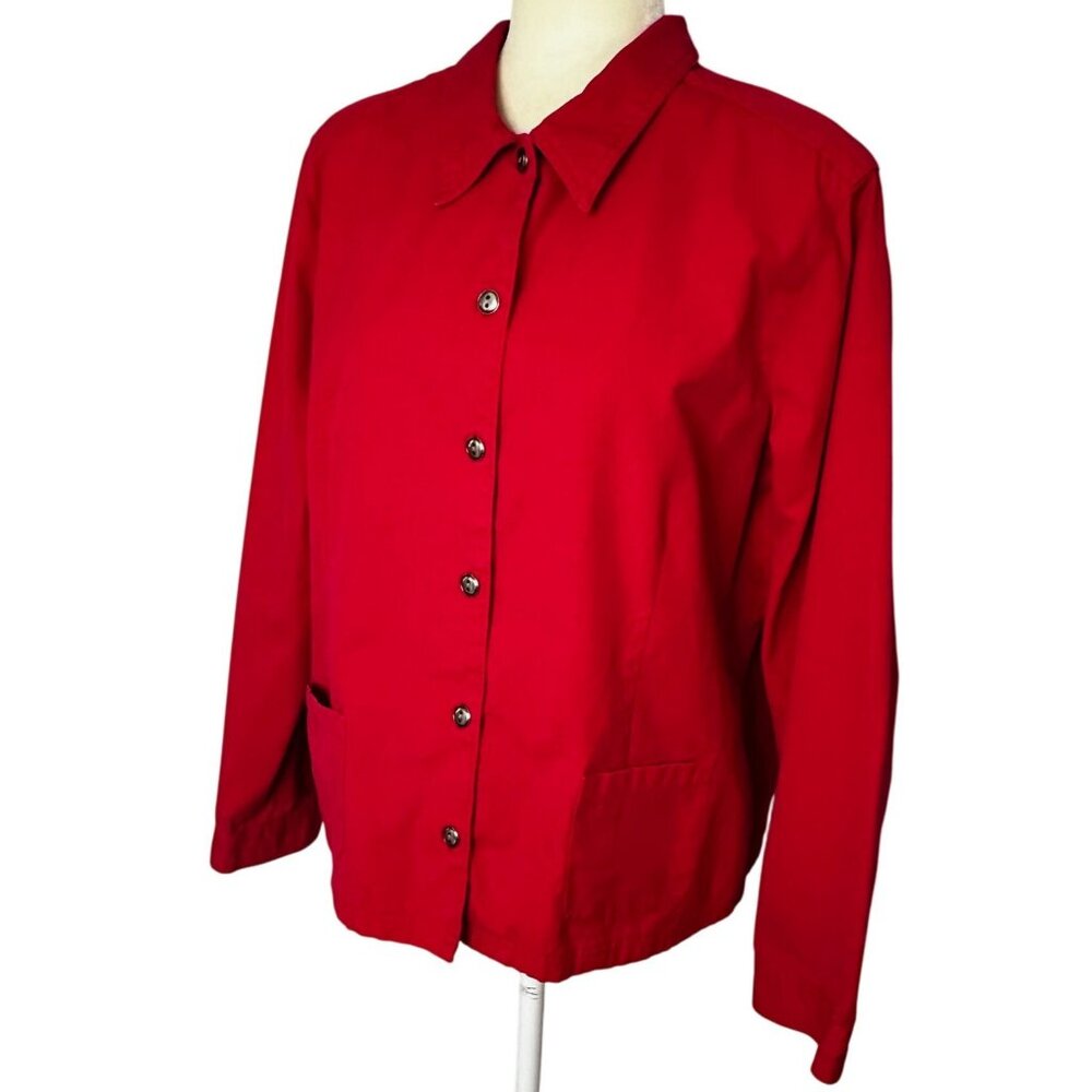 Vintage Classic Elements Red Cotton Button Front … - image 2